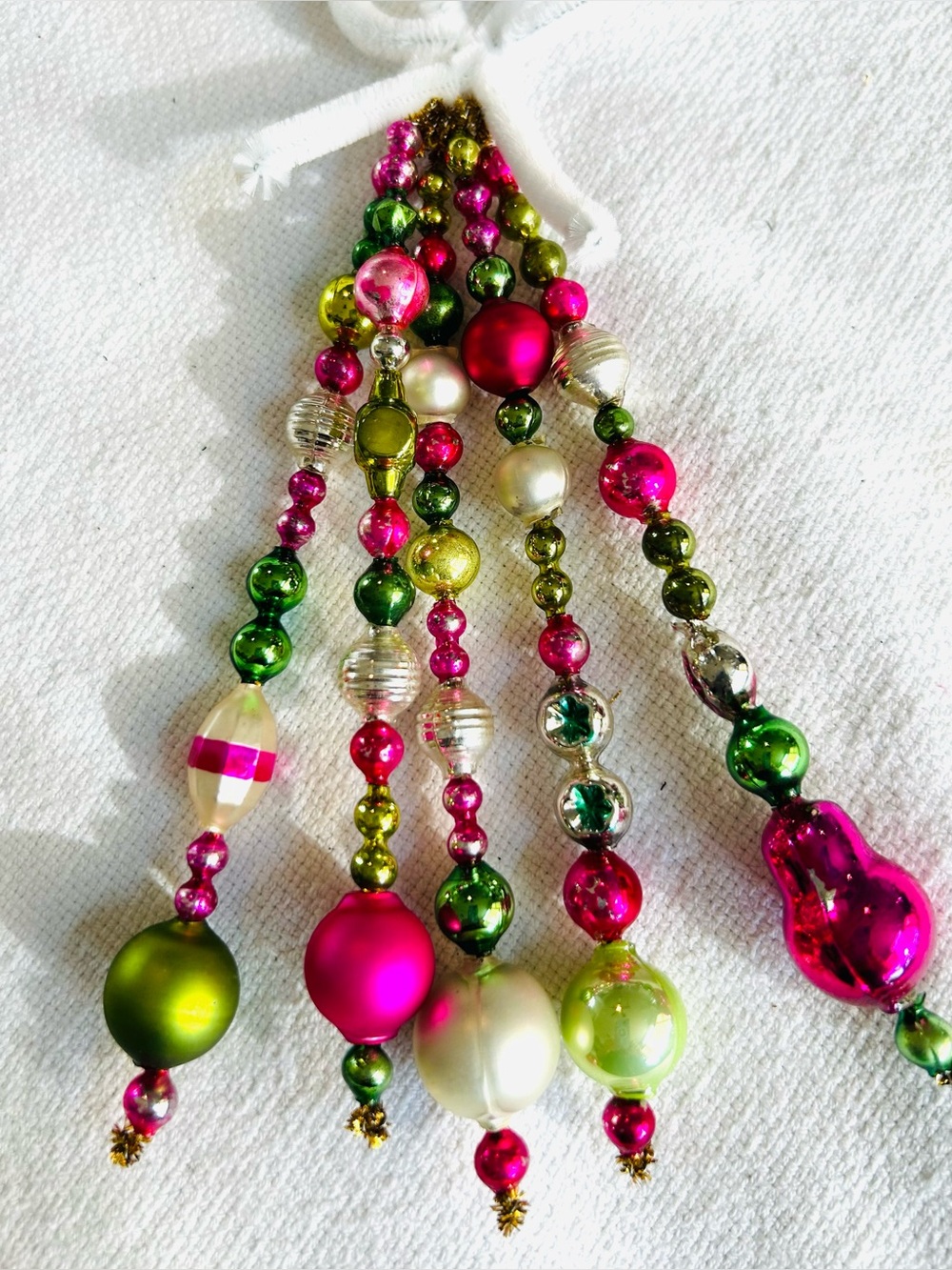 Vintage repurposed mercury glass garland bead icicle holiday Christmas ornaments